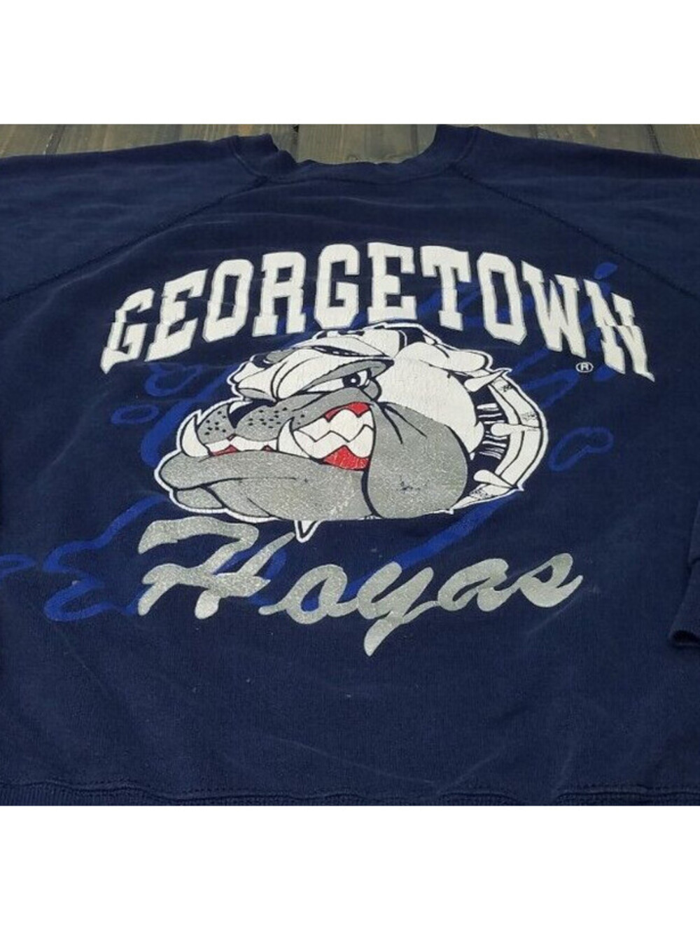 Vintage Georgetown Hoyas Sweatshirt XL Navy Sports Logo Big Print USA